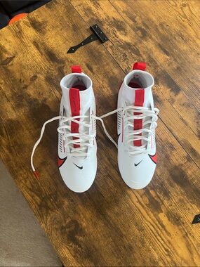 Nike Kids White and Red Football Cleats